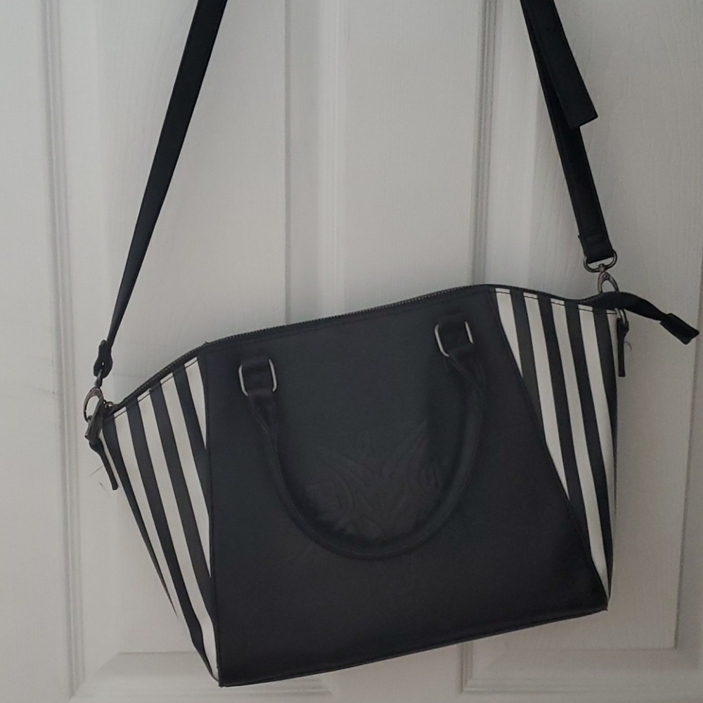 Blackcraft Cult Goat Embossed Striped Satchel